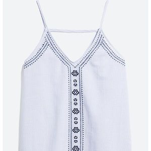 NWT LUQ Bartholomew Embroidered Tank Blue/White